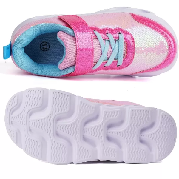 Toandon Toddler Kids Sparkle Breathable Lightweight Sneakers Light Up by Step
