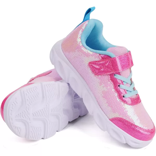 Toandon Toddler Kids Sparkle Breathable Lightweight Sneakers Light Up by Step