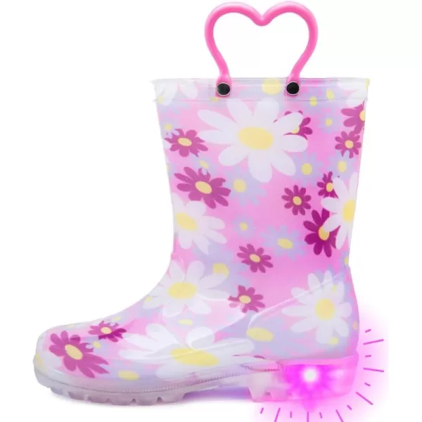 Outee Toddler Kids Adorable Lightwight Waterproof Rain Boots Light Up by Steps