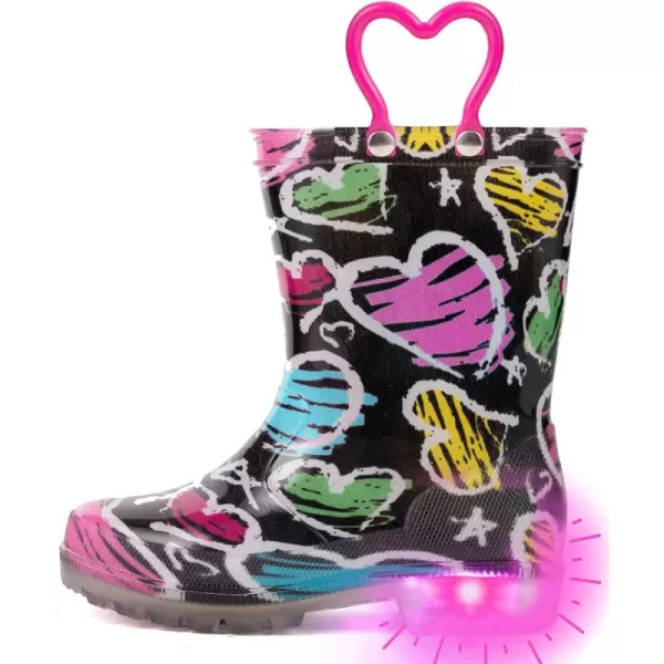 Outee Toddler Kids Adorable Lightwight Waterproof Rain Boots Light Up by Steps