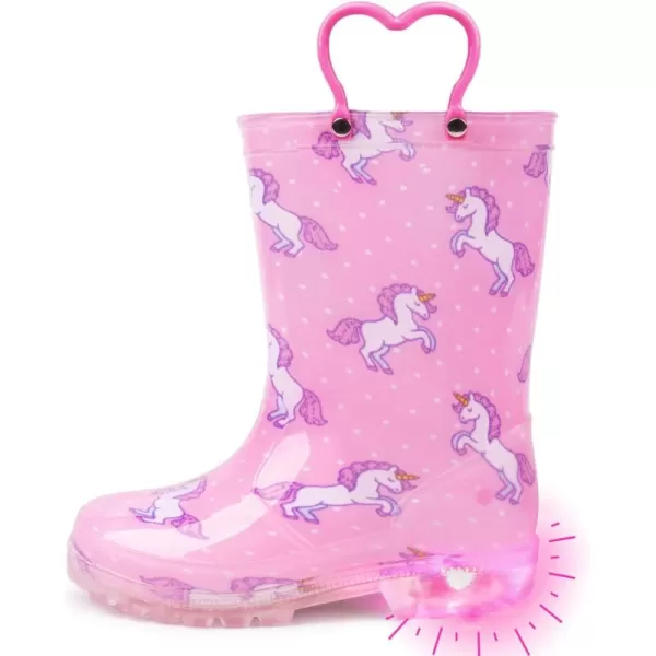 Outee Toddler Kids Adorable Lightwight Waterproof Rain Boots Light Up by Steps