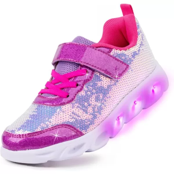 Toandon Toddler Kids Sparkle Breathable Lightweight Sneakers Light Up by Step