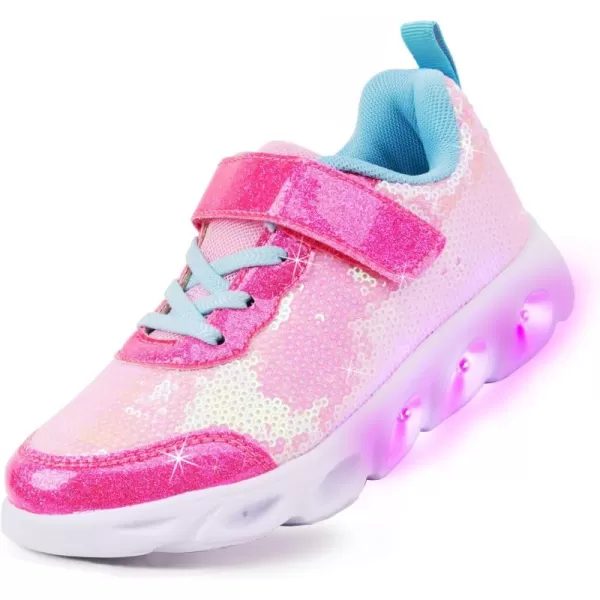 Toandon Toddler Kids Sparkle Breathable Lightweight Sneakers Light Up by Step