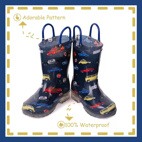 Outee Toddler Kids Adorable Lightwight Waterproof Rain Boots Light Up by Steps