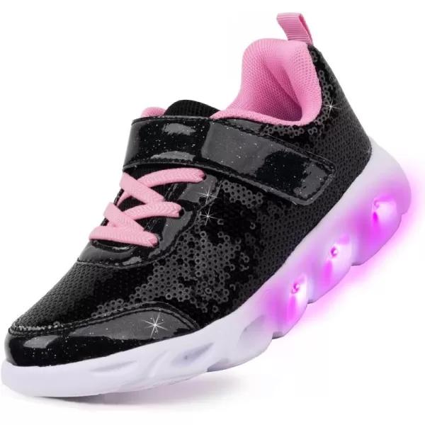 Toandon Toddler Kids Sparkle Breathable Lightweight Sneakers Light Up by Step