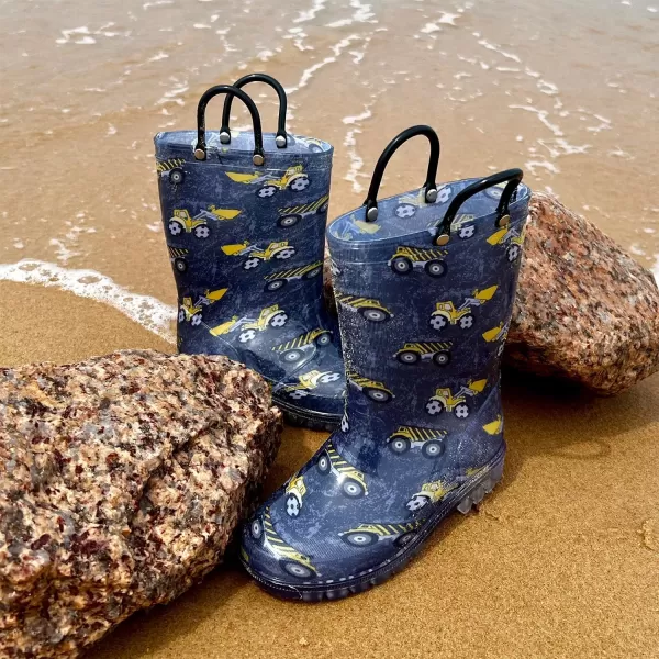 imageOutee Toddler Kids Adorable Lightwight Waterproof Rain Boots Light Up by StepsBlack Yellow Crane