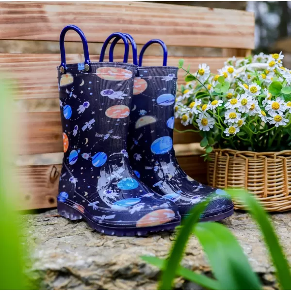 imageOutee Toddler Kids Adorable Lightwight Waterproof Rain Boots Light Up by StepsBlbk Cosmos
