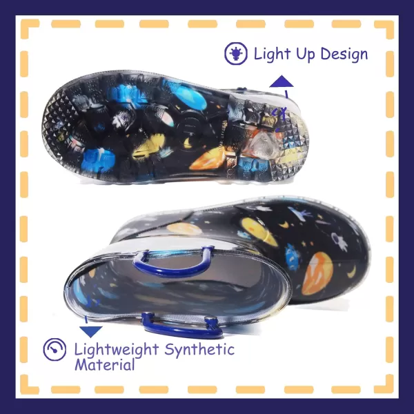 imageOutee Toddler Kids Adorable Lightwight Waterproof Rain Boots Light Up by StepsBlbk Cosmos