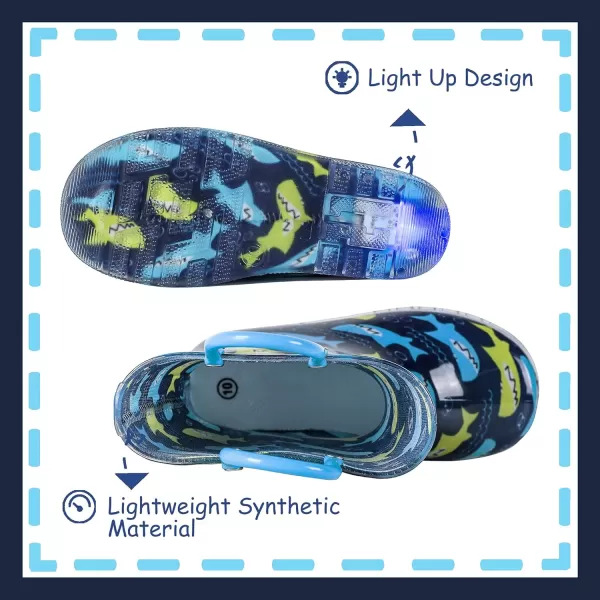 imageOutee Toddler Kids Adorable Lightwight Waterproof Rain Boots Light Up by StepsBlue Shark