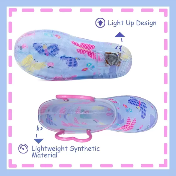 imageOutee Toddler Kids Adorable Lightwight Waterproof Rain Boots Light Up by StepsButterfly
