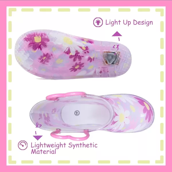 imageOutee Toddler Kids Adorable Lightwight Waterproof Rain Boots Light Up by StepsFlower
