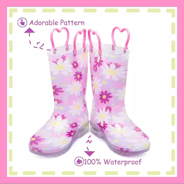 imageOutee Toddler Kids Adorable Lightwight Waterproof Rain Boots Light Up by StepsFlower