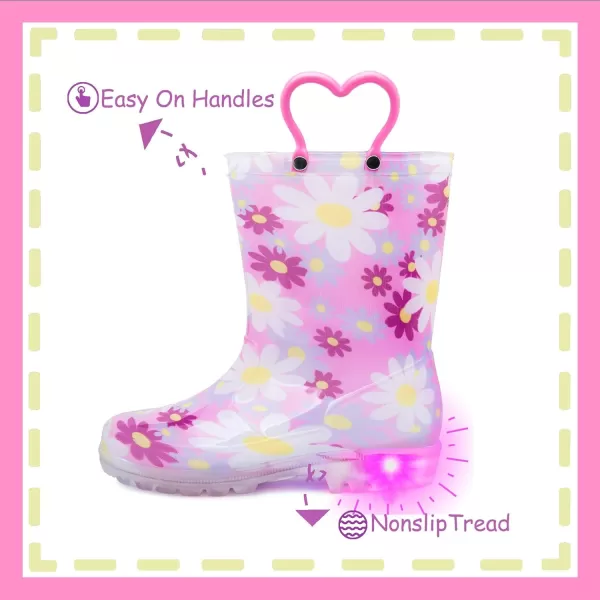 imageOutee Toddler Kids Adorable Lightwight Waterproof Rain Boots Light Up by StepsFlower