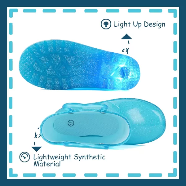 imageOutee Toddler Kids Adorable Lightwight Waterproof Rain Boots Light Up by StepsGlitter Blue