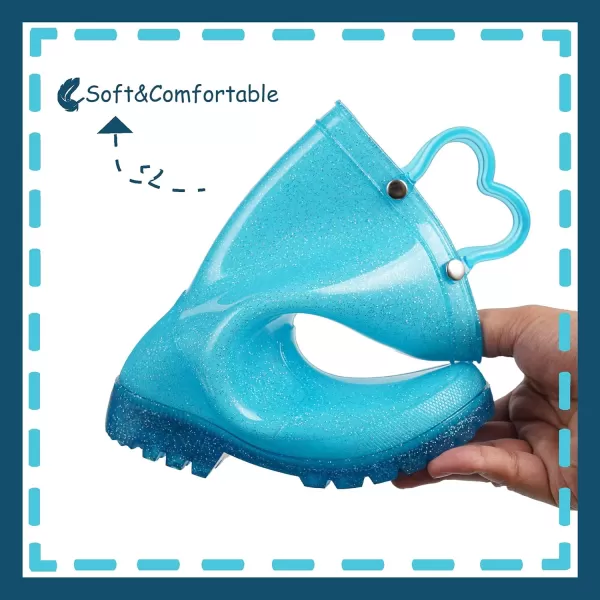 imageOutee Toddler Kids Adorable Lightwight Waterproof Rain Boots Light Up by StepsGlitter Blue