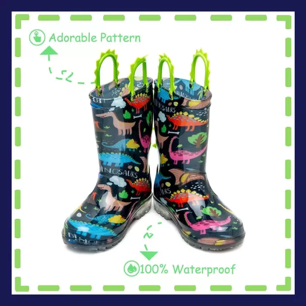 imageOutee Toddler Kids Adorable Lightwight Waterproof Rain Boots Light Up by StepsLight Up Blue