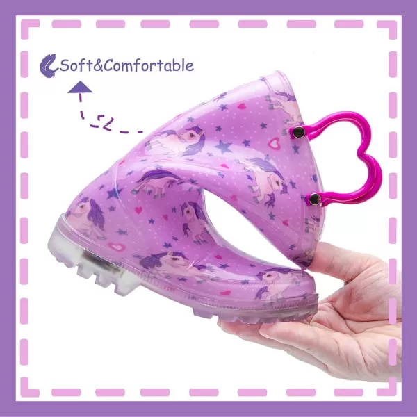 imageOutee Toddler Kids Adorable Lightwight Waterproof Rain Boots Light Up by StepsLight Up Purple