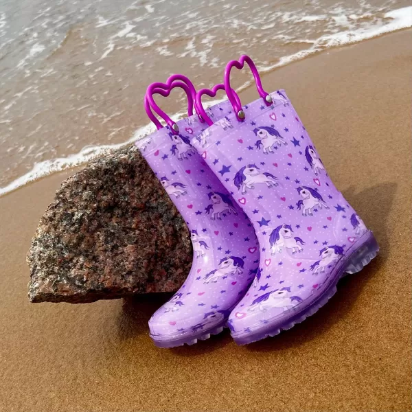 imageOutee Toddler Kids Adorable Lightwight Waterproof Rain Boots Light Up by StepsLight Up Purple