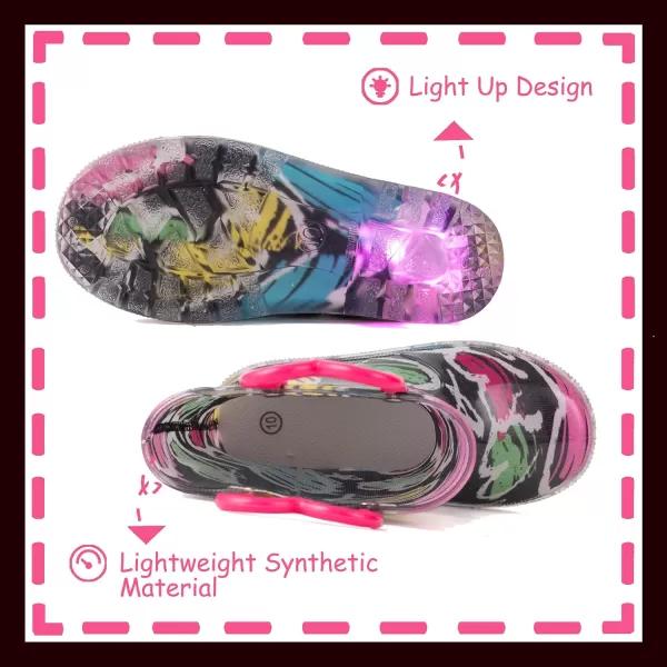imageOutee Toddler Kids Adorable Lightwight Waterproof Rain Boots Light Up by StepsPink Heart