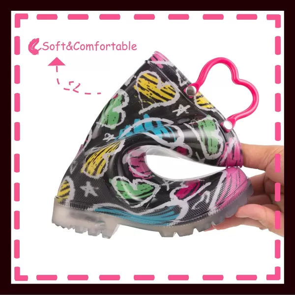 imageOutee Toddler Kids Adorable Lightwight Waterproof Rain Boots Light Up by StepsPink Heart