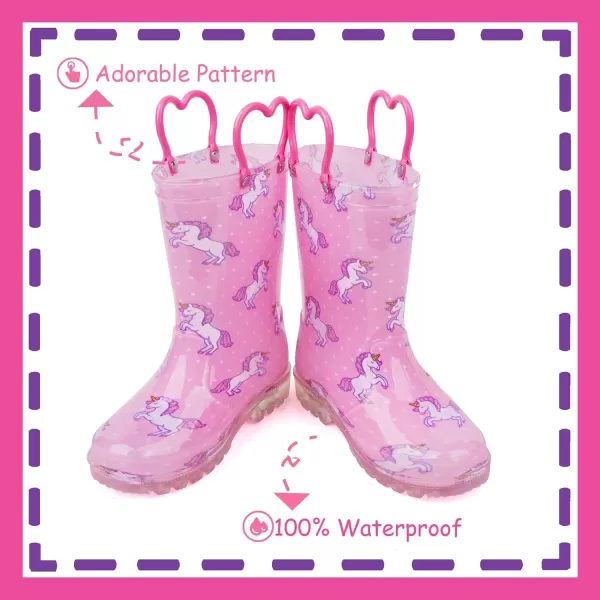 imageOutee Toddler Kids Adorable Lightwight Waterproof Rain Boots Light Up by StepsPk Unc