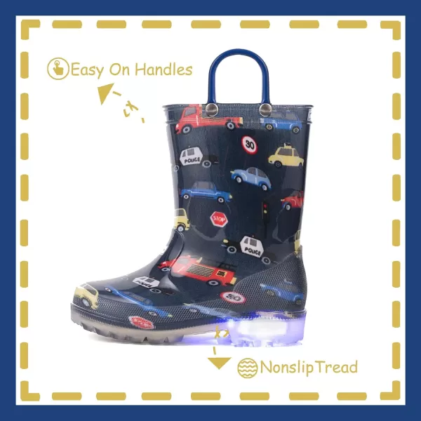 imageOutee Toddler Kids Adorable Lightwight Waterproof Rain Boots Light Up by StepsPolice Cars