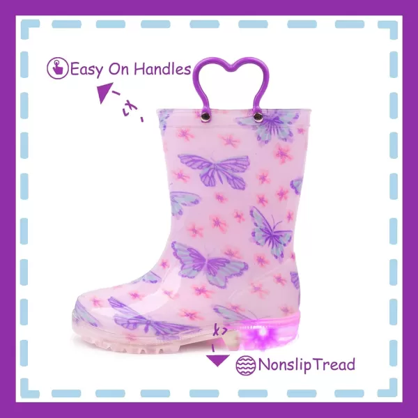 imageOutee Toddler Kids Adorable Lightwight Waterproof Rain Boots Light Up by StepsPur Btf