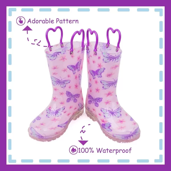 imageOutee Toddler Kids Adorable Lightwight Waterproof Rain Boots Light Up by StepsPur Btf