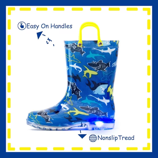 imageOutee Toddler Kids Adorable Lightwight Waterproof Rain Boots Light Up by StepsShark