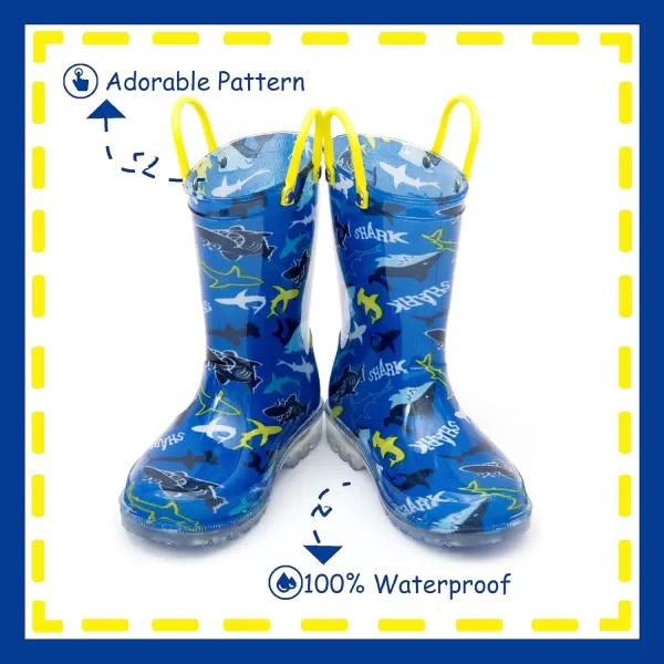 imageOutee Toddler Kids Adorable Lightwight Waterproof Rain Boots Light Up by StepsShark