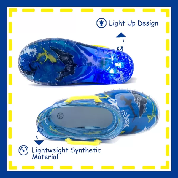 imageOutee Toddler Kids Adorable Lightwight Waterproof Rain Boots Light Up by StepsShark