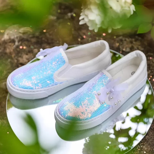 imageToandon Toddler Kids Girls Sparkle Slip On Walking Shoes Age 210Bowknot White