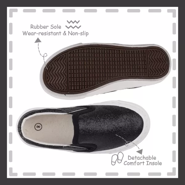 imageToandon Toddler Kids Girls Sparkle Slip On Walking Shoes Age 210Glitter Black