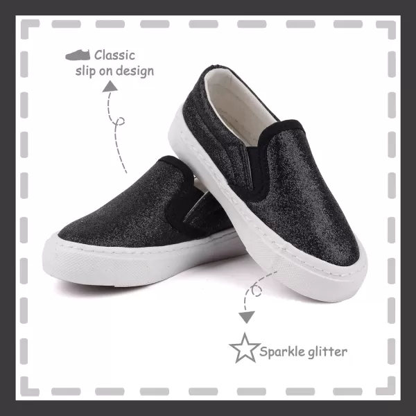 imageToandon Toddler Kids Girls Sparkle Slip On Walking Shoes Age 210Glitter Black