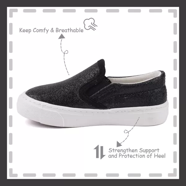imageToandon Toddler Kids Girls Sparkle Slip On Walking Shoes Age 210Glitter Black