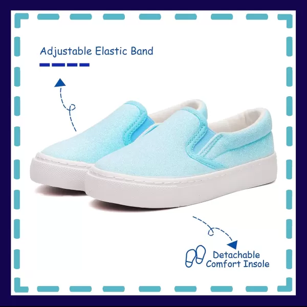 imageToandon Toddler Kids Girls Sparkle Slip On Walking Shoes Age 210Glitter Blue
