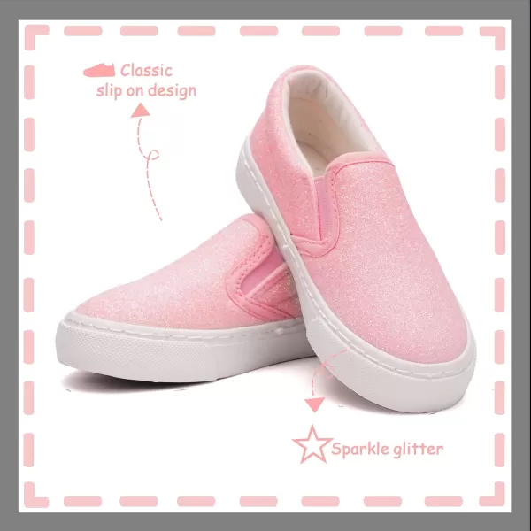 imageToandon Toddler Kids Girls Sparkle Slip On Walking Shoes Age 210Glitter Pink