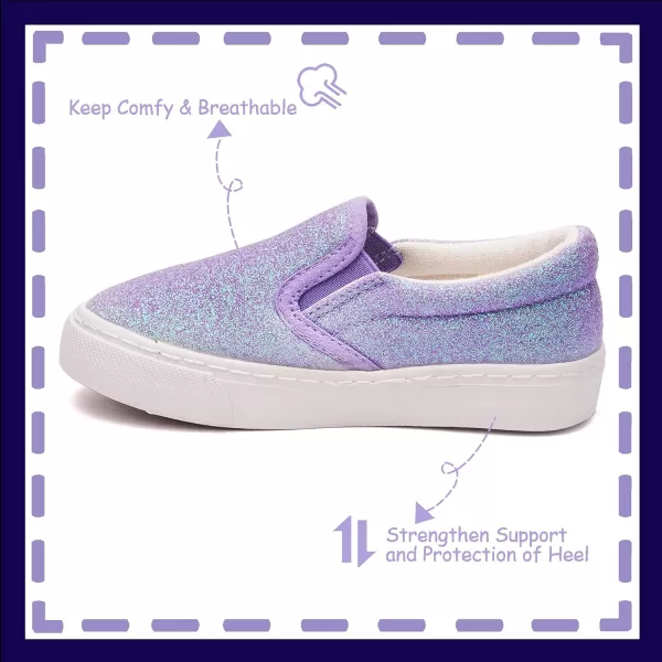 imageToandon Toddler Kids Girls Sparkle Slip On Walking Shoes Age 210Glitter Purple