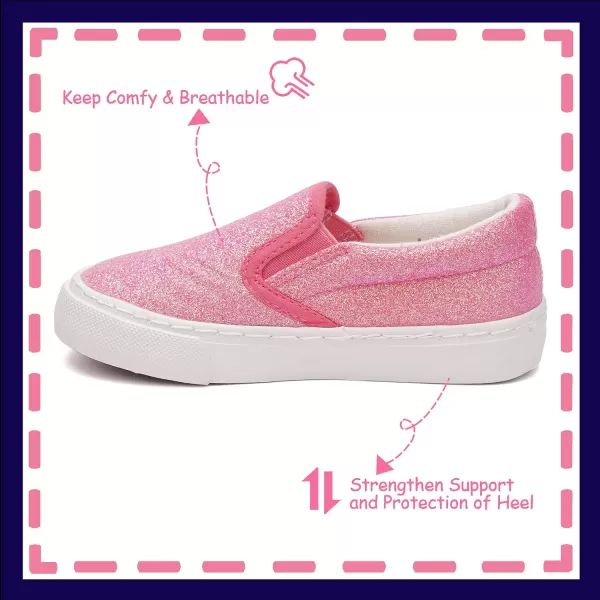 imageToandon Toddler Kids Girls Sparkle Slip On Walking Shoes Age 210Rose Glitter