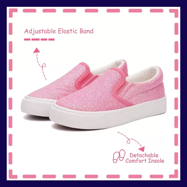 imageToandon Toddler Kids Girls Sparkle Slip On Walking Shoes Age 210Rose Glitter
