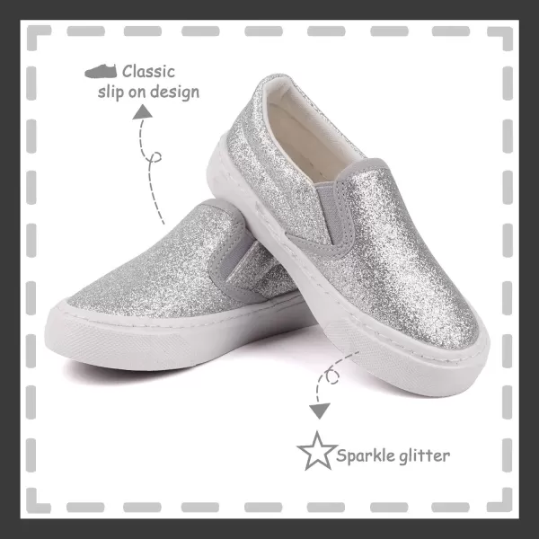 imageToandon Toddler Kids Girls Sparkle Slip On Walking Shoes Age 210Sliver Glitter