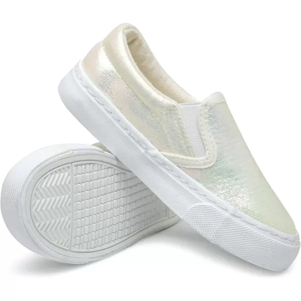 imageToandon Toddler Kids Girls Sparkle Slip On Walking Shoes Age 210Sparkle Pearl White