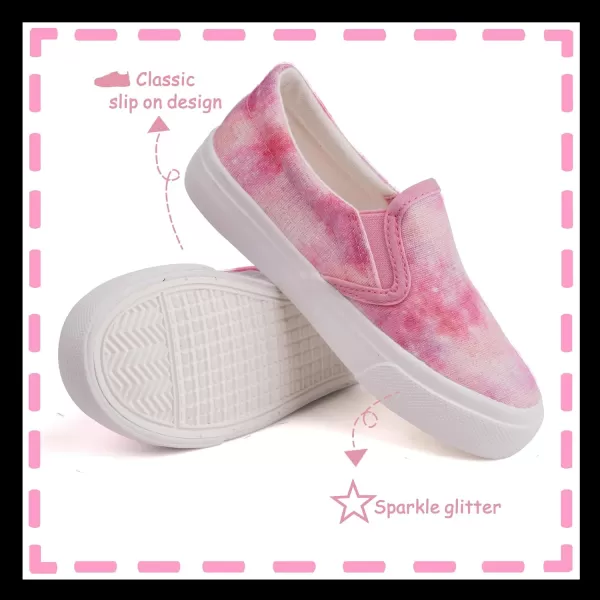 imageToandon Toddler Kids Girls Sparkle Slip On Walking Shoes Age 210Tiedye Pink
