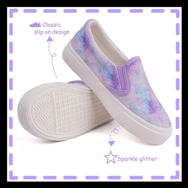 imageToandon Toddler Kids Girls Sparkle Slip On Walking Shoes Age 210Tiedye Purple