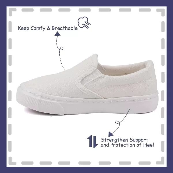 imageToandon Toddler Kids Girls Sparkle Slip On Walking Shoes Age 210White Glitter