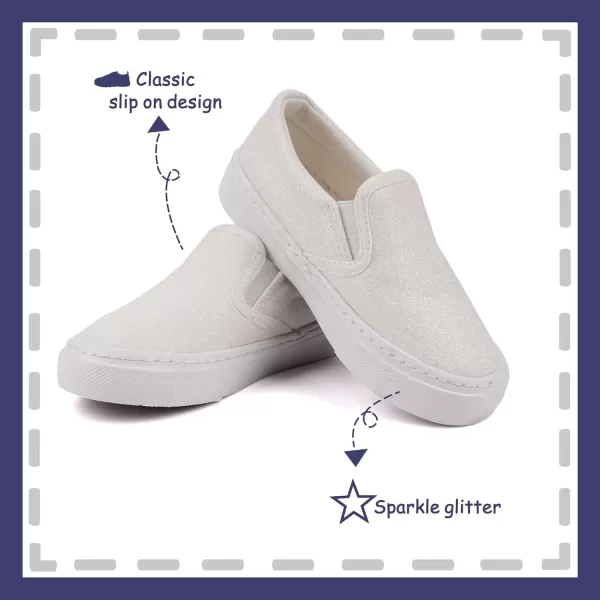 imageToandon Toddler Kids Girls Sparkle Slip On Walking Shoes Age 210White Glitter
