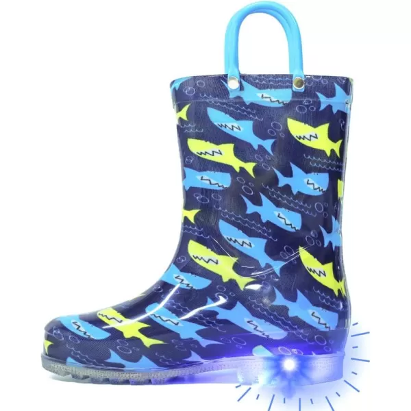 imageOutee Toddler Kids Adorable Lightwight Waterproof Rain Boots Light Up by StepsBlue Shark