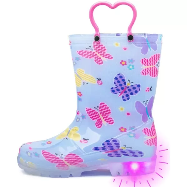 imageOutee Toddler Kids Adorable Lightwight Waterproof Rain Boots Light Up by StepsButterfly