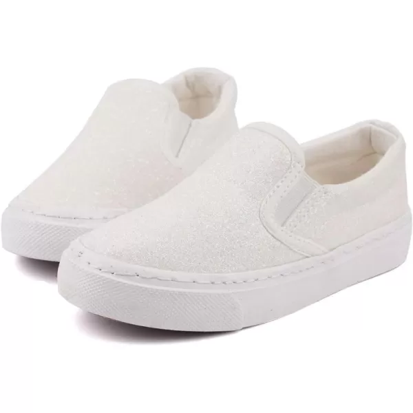 imageToandon Toddler Kids Girls Sparkle Slip On Walking Shoes Age 210White Glitter