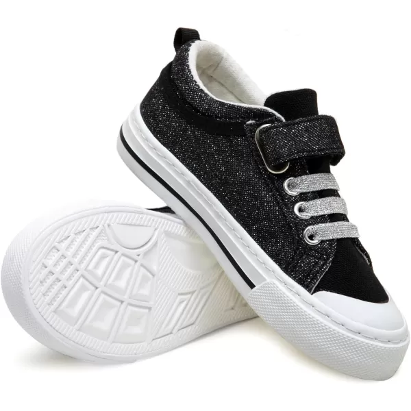 imageToandonToddler Kids Sneakers Sparkle Fashion Glitter Sequins Canvas ShoesGlitter Black With Buckle